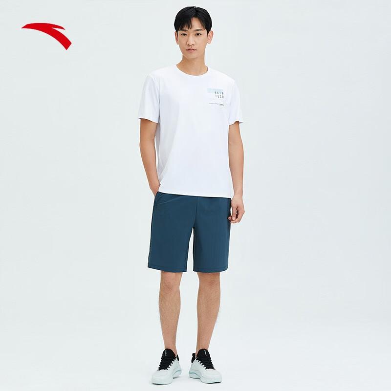 Anta Training Series Letter Print Crew Neck Short Sleeve T-Shirt Men Tops Pure-White 152337118-1