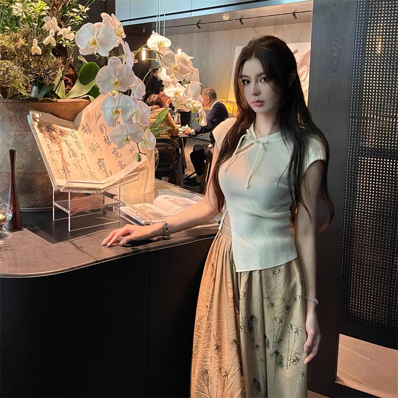 

Women s Summer Irregular Slit Slimming Knit Top One Size (up to 125 jin) чорний