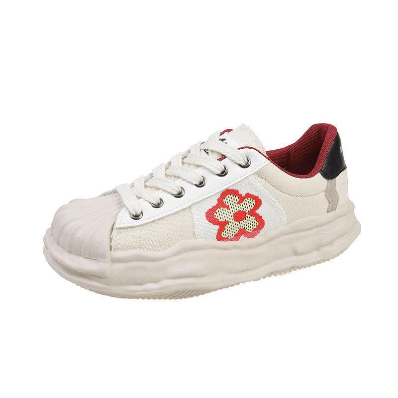 Shell head little white shoes women's spring new versatile retro dissolving shoes women's platform casual canvas shoes women