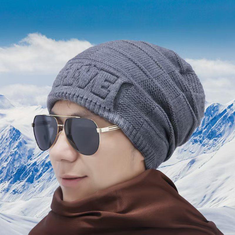 New knitted autumn and winter warm letter cold hat fashionable versatile trend autumn and winter warm stack hat wool hat