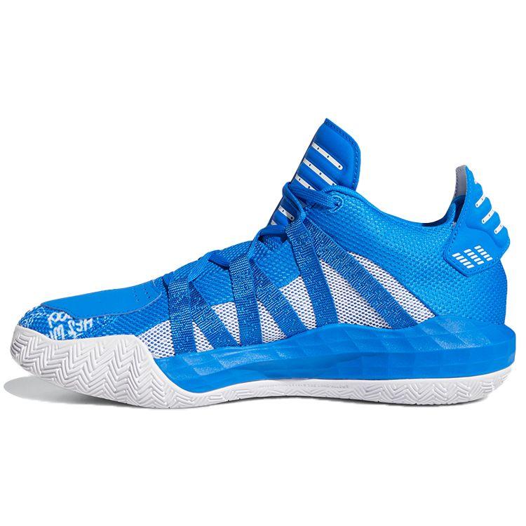 Adidas D Lillard 6 Round Toe Shock Absorption Non-Slip Wear-Resistant Low-Top Basketball Shoes Men Sneaker Blue EH2441