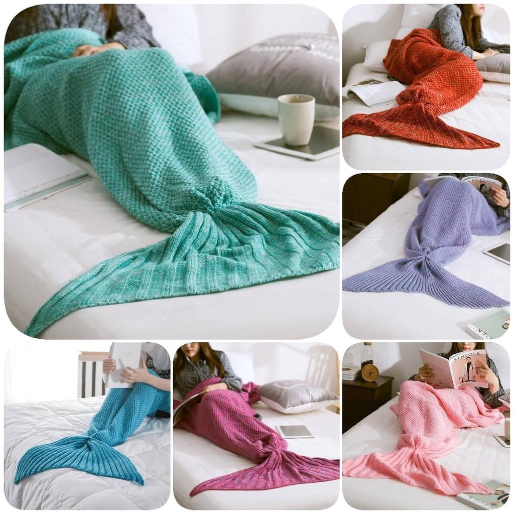 Soft And Stylish Mermaid Tail Blanket Plush Knitted Acrylic Throw For Spring And Autumn