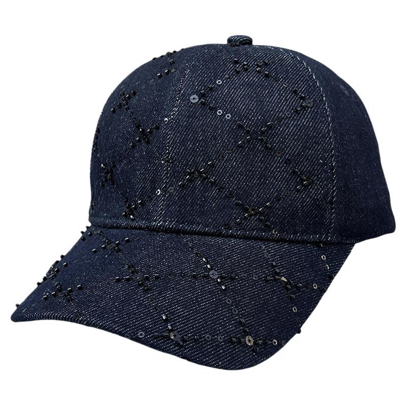 Spring And Summer High-Quality Plaid Sequins Washed Cotton Baseball Cap Women'S Versatile Street Cap