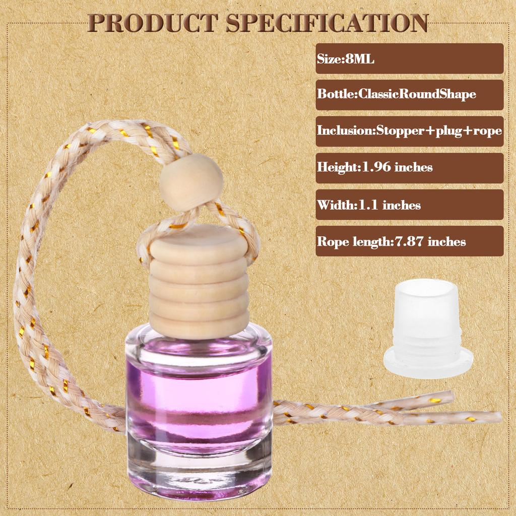 30 Pcs 8 Ml Diamond Shape Hanging Car Air Freshener Diffuser Empty Clear Glass Essential Diffuser Diffuser Bottle Car Air Freshe