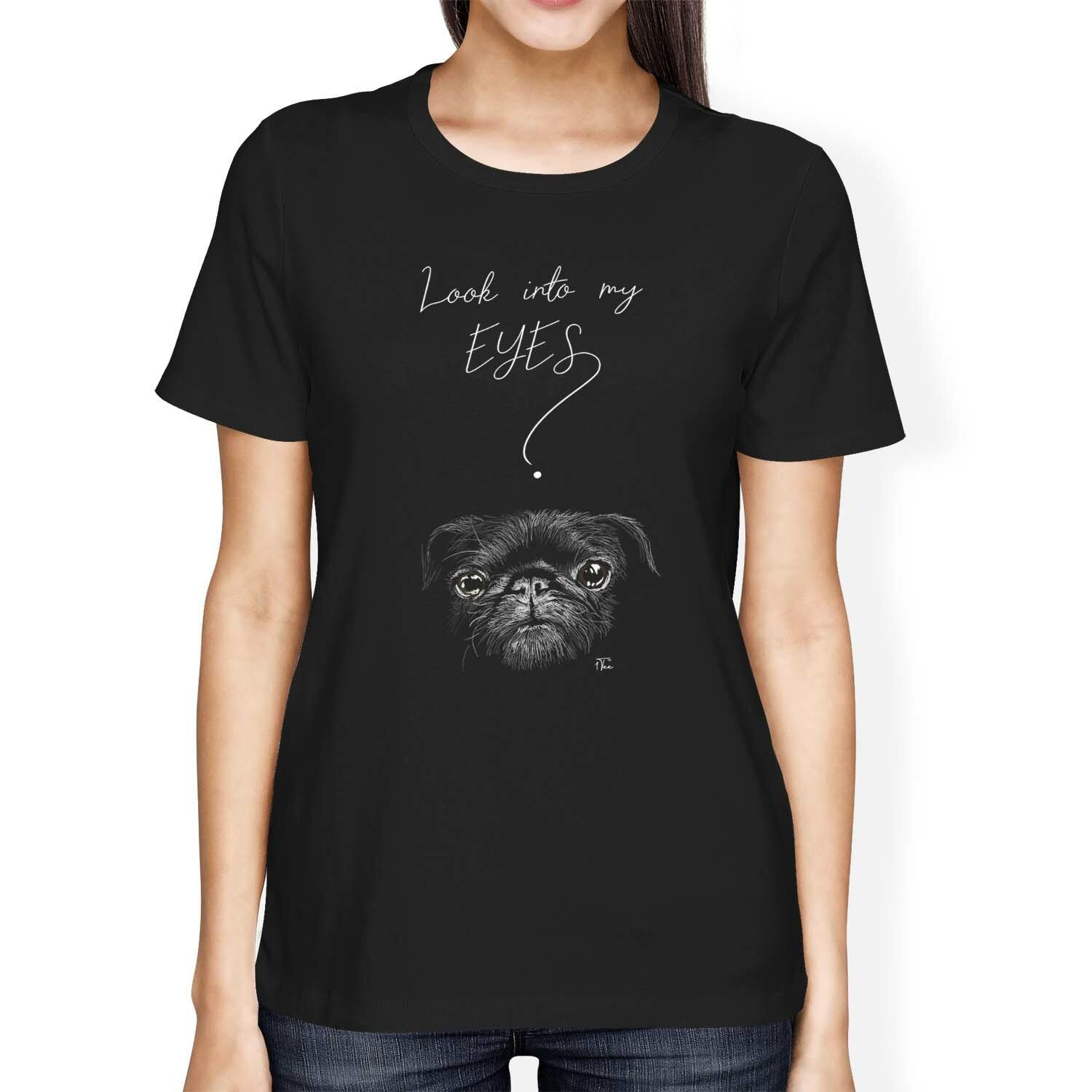 1Tee Womens Loose Fit Look Into My Eyes Pug Dog T-Shirt M