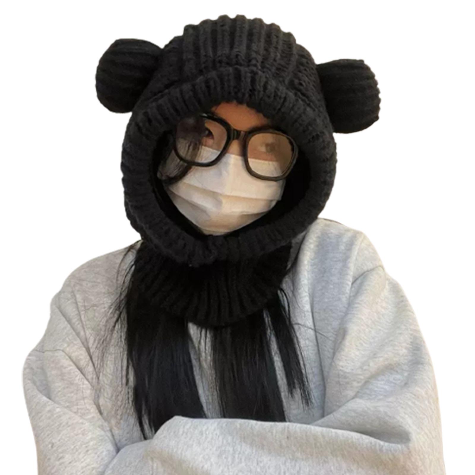 

Новогодний Рождественский Косплей Шапка Балаклава с Медвежьими Ушками для Женщин и Мужчин, Сохраняет Шею в Тепле, Шапка для Холодной Погоды, Лыжная, Походная Экипировка чёрный