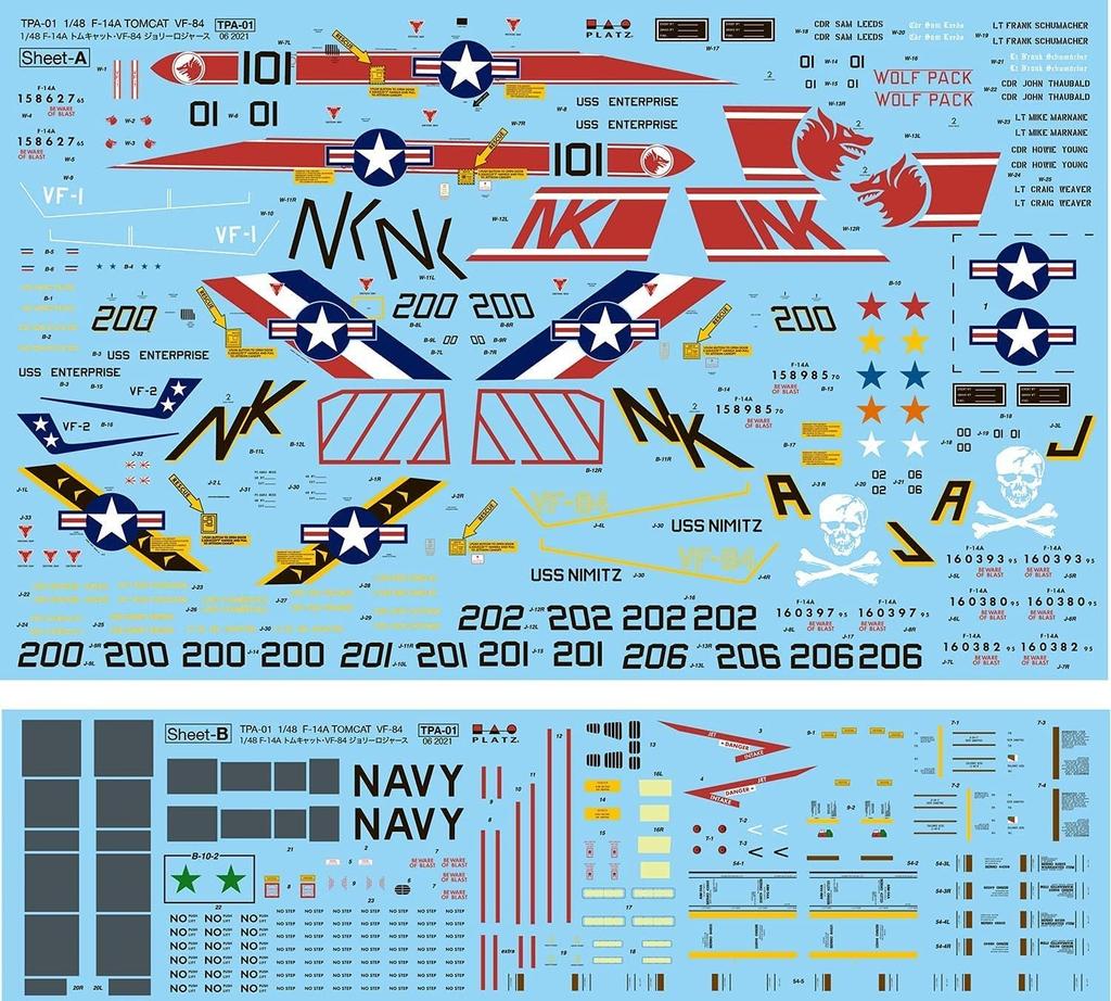 US Navy Tomcat Jolly Rogers Plastic Model Platts/Italeri 1/48 F-14A (70's VF-1/VF-2/VF-84) TPA-1