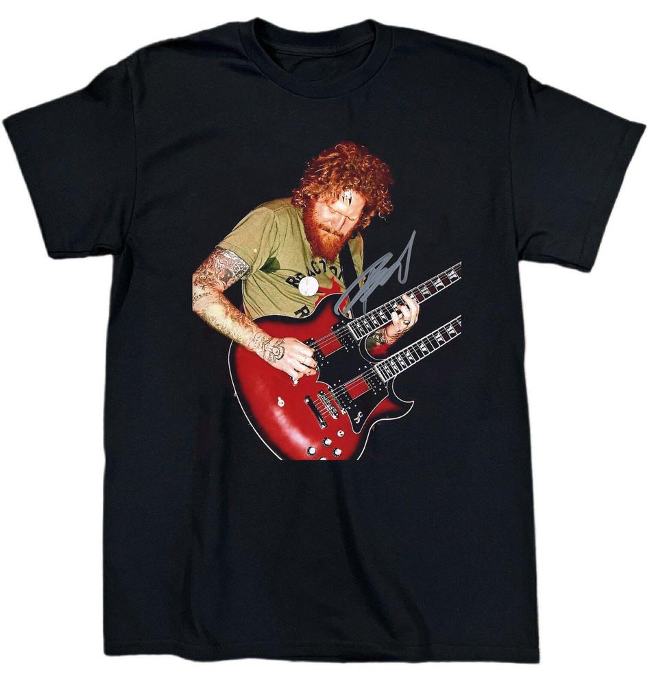 Горячий! Хлопковая черная футболка унисекс с автографом Брента Хиндса из группы Mastodon TT562 M
