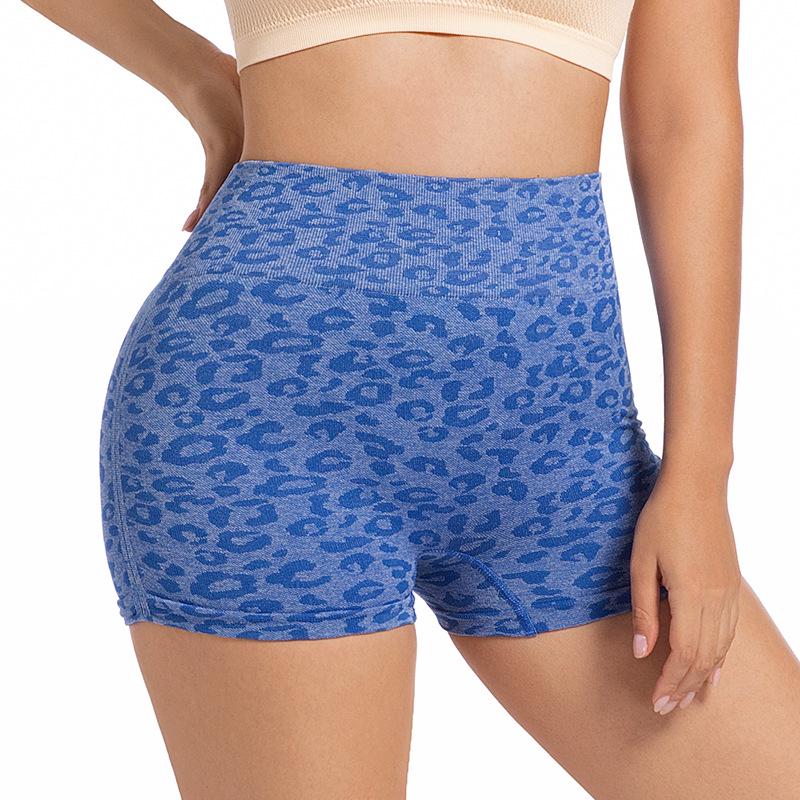 Leopard Print High-Waisted Tummy Control Sports Shorts for Summer Fitness and Yoga