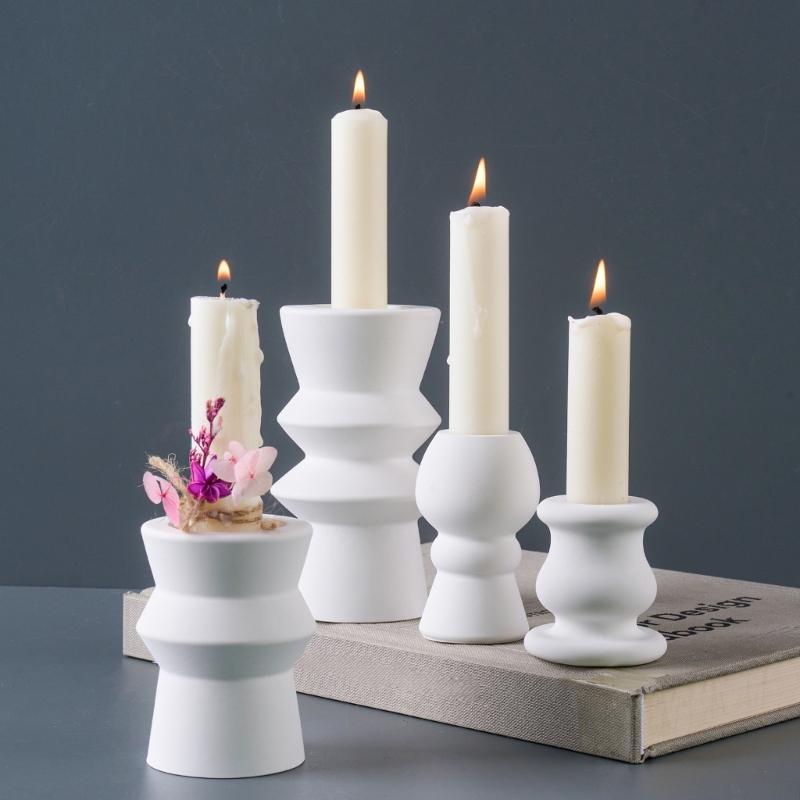 Roman Pillar Candle Holder Silicone Molds Nordics Style Candlestick Molds Plasters Casting Molds Table Decorations