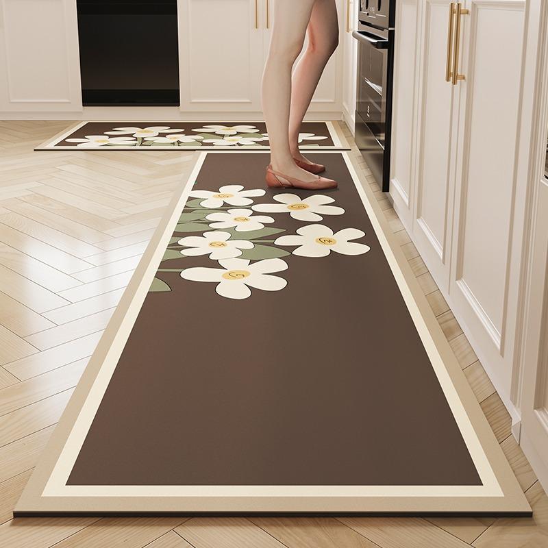 Kitchen Floor Mat Pvc Leather Non-Slip Foot Mats Waterproof Oil-Proof Home Decoration Flower Rug Tappeto Cucina Pvc