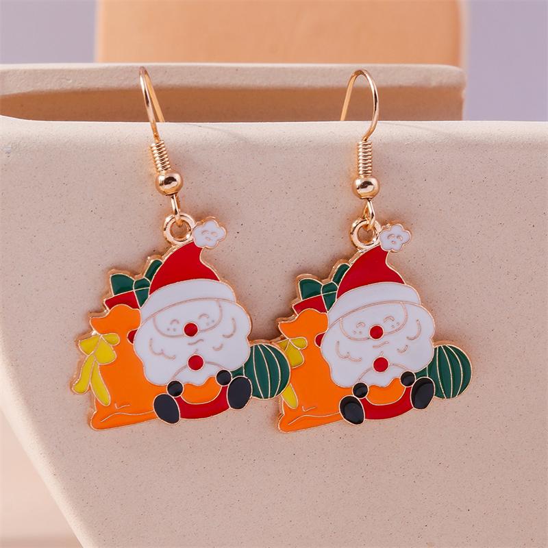 Fashion Merry Christmas Wreath Circle Hoop Earrings for Women Girls New  Party Festival Jewelry Gifts