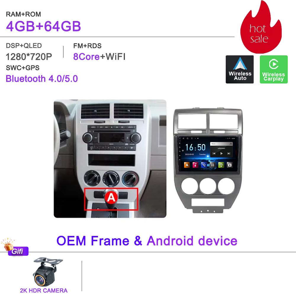 Android 16 Radio For Dodge Caliber Jeep Compass 1 MK Patriot 2006 - 2010 Multimedia Player Stereo Head Unit GPS Navigation HDR