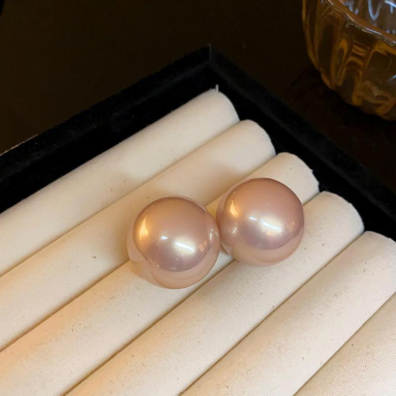 Silver needle retro pearl geometric earrings French exaggerated high-end stud earrings niche versatile temperament earrings women