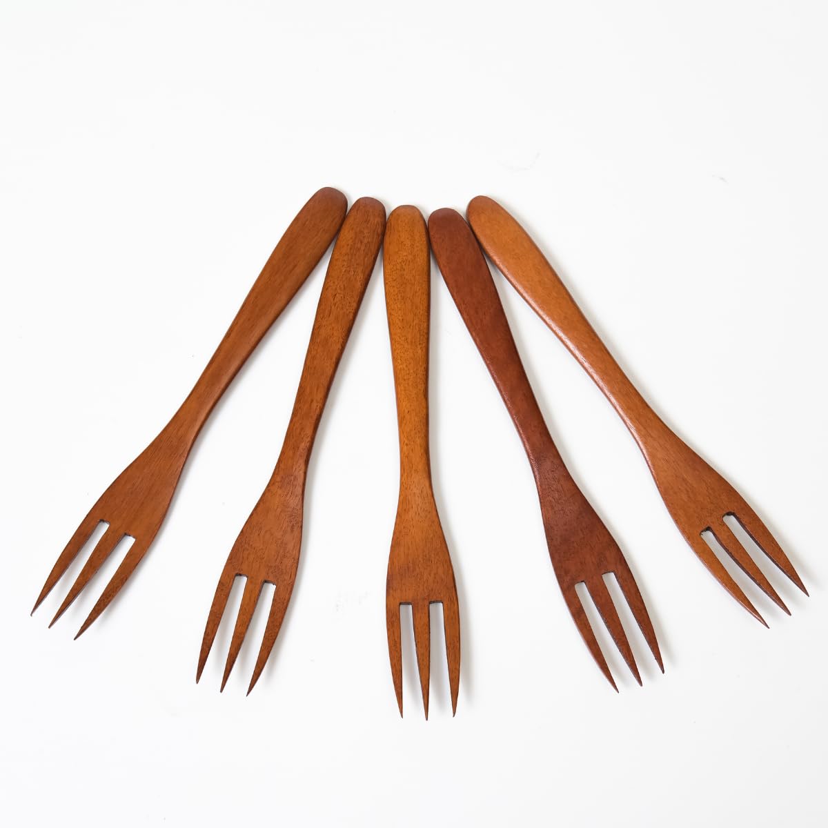 

Маленький деревянный лакированный набор из 5 вилок для салата и десерта [Токунари] вилка, 15см, / Фрукты, TAD-501