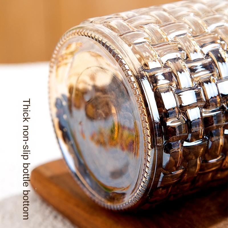 European Style Amber Love Glass Jar Moisture-proof Sealed Food Tea Can Nut Candy Jar Kitchen Storage Container Home Decoration