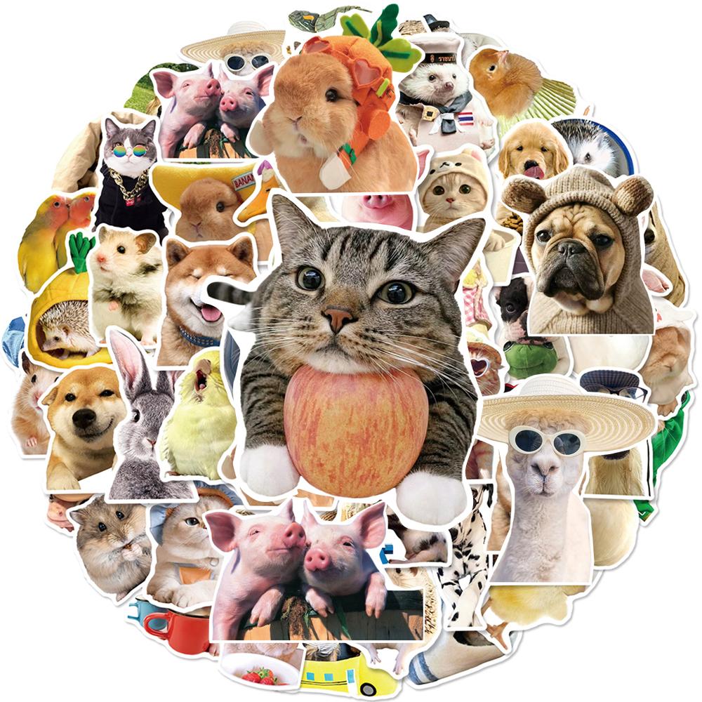 10/30/50pcs Cute Cat Dog Cartoon Stickers Funny Animal Meme Decals DIY Phone Laptop Waterproof Graffiti Decals Toys