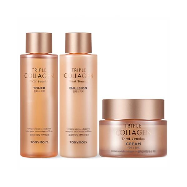 Tonymoly Zestaw 3 szt. Triple Collagen Total Tension (Tonik 200ml, Emulsja 200ml, Krem 80ml)