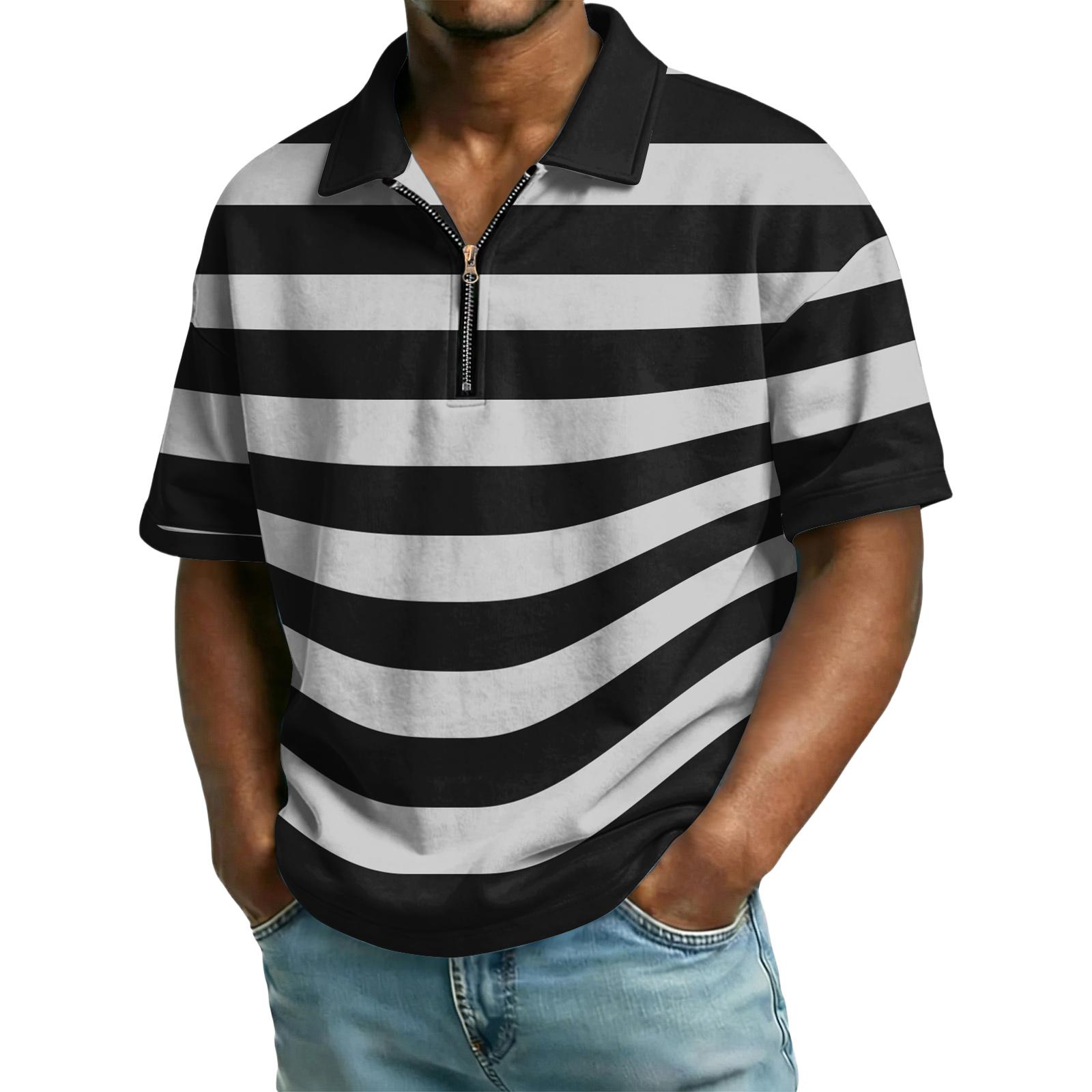

Men s Casual Collared Zipper Neck Short,Sleeve Top M