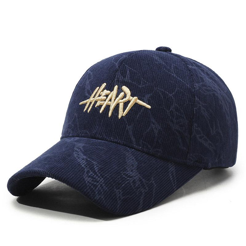 Embroidered Letter Baseball Cap Women Winter Cap Men Corduroy Sun Hat