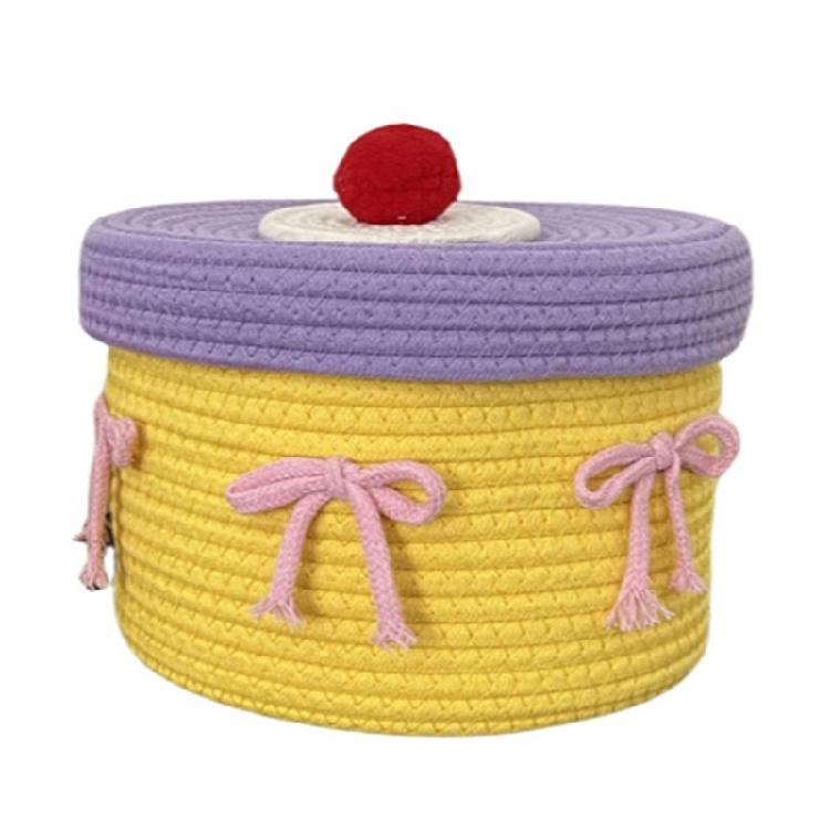 Ручная плетенка из хлопкового шнура Держатель для макияжа Декоративная настольная корзина для хранения Многоцелевой органайзер для спальни для косметики 1570₽