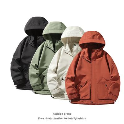 Neuer Herbst Street Trend Herren Windbreaker einfarbig lässige lockere Jacke Jugend beliebt Kapuzenjacke Stehkragen Jacke