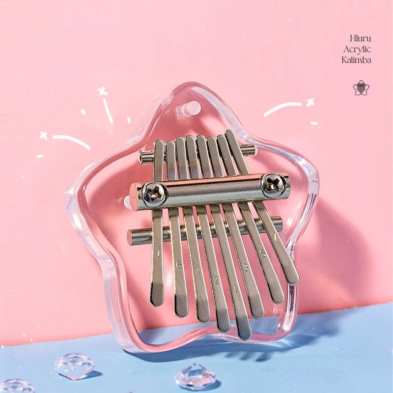 Hluru 8-Key Mini Kalimba - Transparent Crystal Acrylic Thumb Piano, Portable Acoustic Finger Piano Instrument