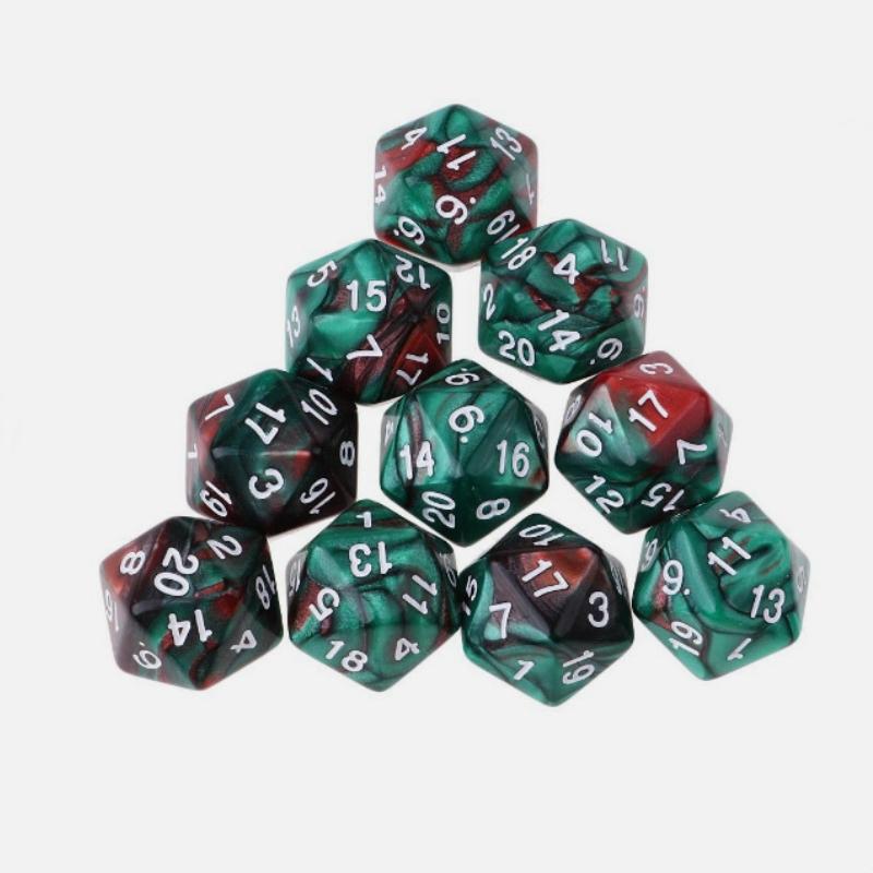 

10 шт./набор из 20-гранных двухцветных игральных костей со звездным небом для настольной игры Dnd COC RPG Running Team Dnd Dices