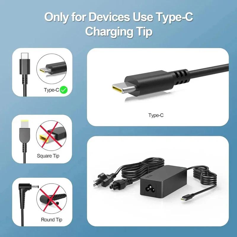 65W 20V 3.25A USB C Laptop Charger Adapter for Lenovo ThinkPad Hp Chromebook Yoga Huawei Xiaomi ASUS Type C Power Adapter