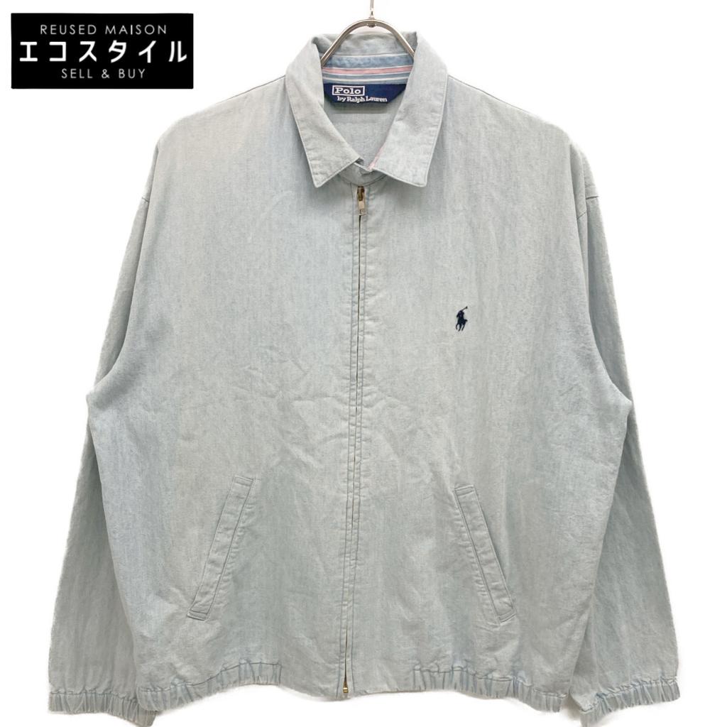POLO RALPH LAUREN PMES-3402 Collar Stripe Chambray Zip-Up Jacket 90 Light blueUsed