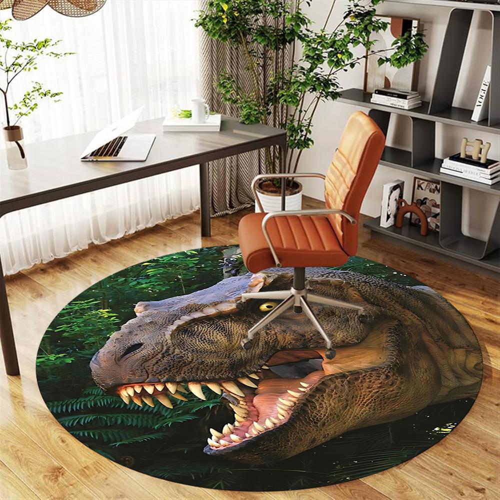 1pc Tyrannosaurus rex, prehistoric Round Chair mat Area Rug - Non-Slip, Floor Mat for Office, Bedroom, and Indoor Decor c1125323