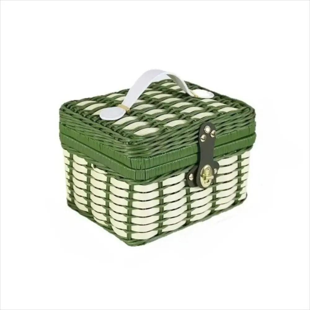 New Rattan Woven Hand-held Basket Portable with Lid Storage Basket Packaging Box for Wedding Gifts and Holiday Packaging