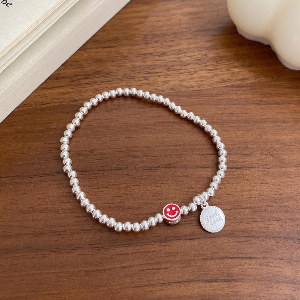 Pulseira de contas coloridas de smiley em prata S925 para mulheres - moderna, elegante e versátil