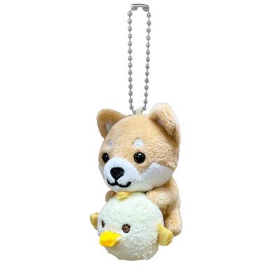 [LamPlanning] [Series-13] Traveling Mameshiba Keychain Mascot Ball Chain Bag Charm Cute Fluffy Shiba Inu Mameshiba Soothing (Piyorin Holding)