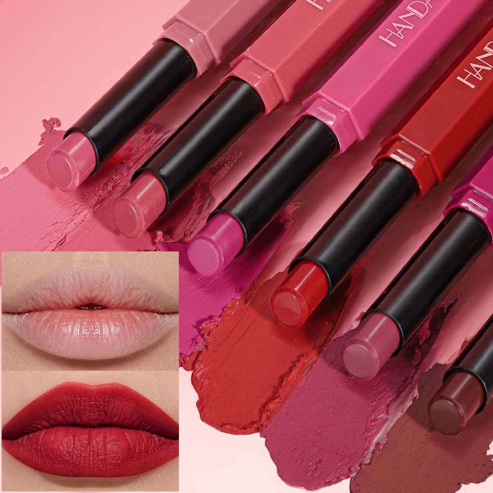 Women's Velvet Matte Lipstick Long-Lasting Non-Stick Cup Waterproof Nude Deep Red Lipstick Makeup 6 Colors Sexy Red Lip Gloss