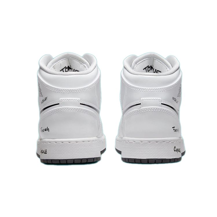 Air Jordan 1 Mid GS Schematic Dětské tenisky Bílá Černá DQ1864-100