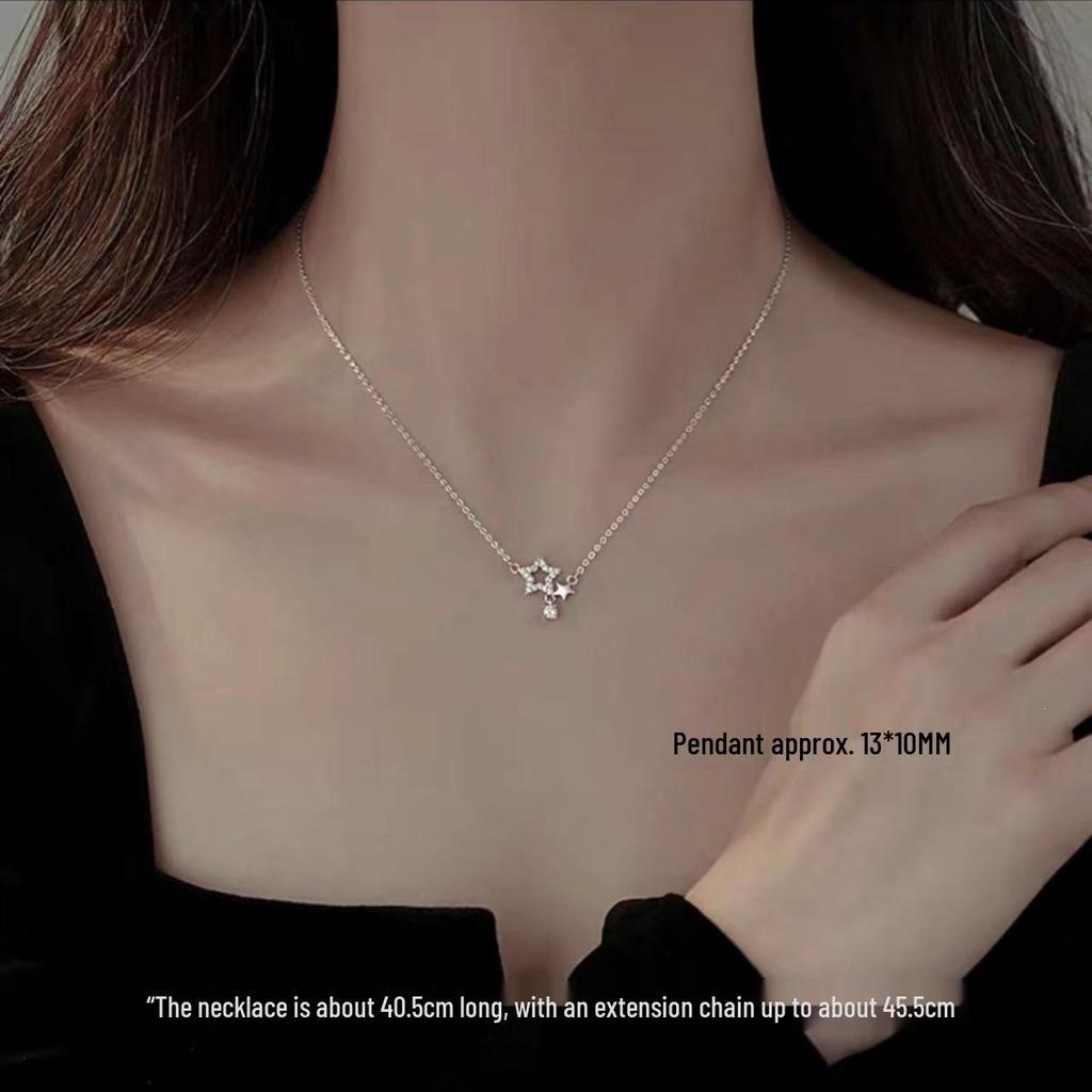 925 Sterling Silver Star Necklace - 2024 Trendy Light Luxury Clavicle Chain for Women