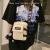 Functional Letter Patch Decor Crossbody Bag, Nylon One Shoulder Portable Mobile Phone Bag, Unisex Square Bag