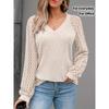 Elegant Blouse Women's V-Neck Long Sleeve Shirt Everyday Tops Casual Pullover
