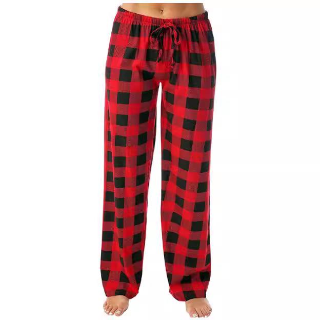 Women's Plaid Pajama Pants - Comfortable Elastic Waist Sleep Bottoms with Drawstring