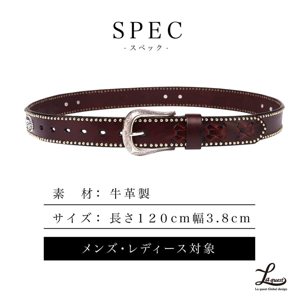 Laquest Western Cowhide Leather with Braided Casual Style Dark Men's Belt, Concho, Leather, (3. Brown)