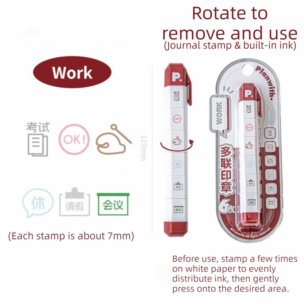 Cute Detachable Arrival Cute To Do List Journal Stamp Multi-Head Portable Diary Seal Seal Pen Gift