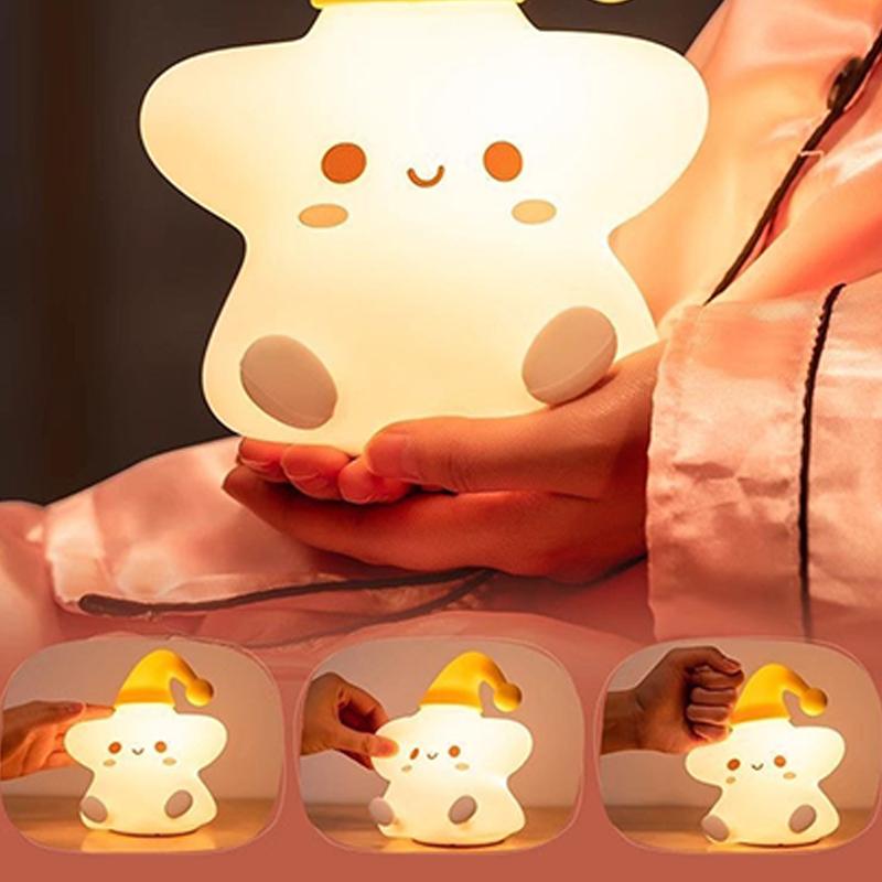 Cute Night Light Star Cute Birthday Gift Soft Silicone Lamp Warm Bedside Lamp Desktop Ornament Night Light