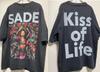 Y2k Vintage Oberteile Retro Stil Sade Album Basic Stil Grafikdruck Baumwoll T-Shirt Lässig Locker Streetwear Unisex