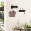 2 Pack Farmhouse Wooden Key Holder, Shelf with Hooks, Coat Rack Wall Mount, for Entryway, Bathroom, Kitchen (Black)