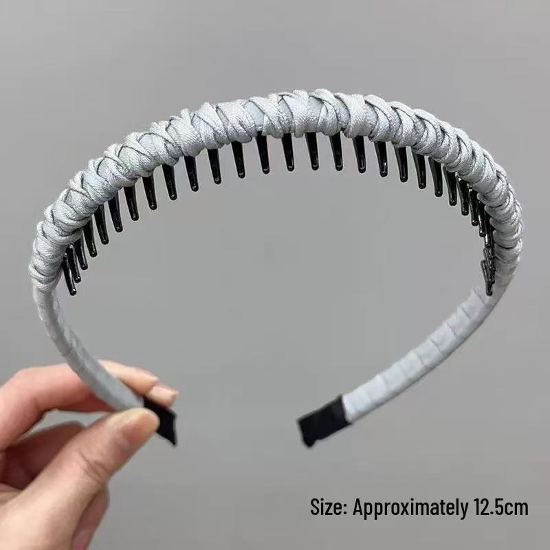 Rutschfestes dünnes geflochtenes Stirnband mit Zähnen für Damen - Ideal zum Waschen des Gesichts und Styling