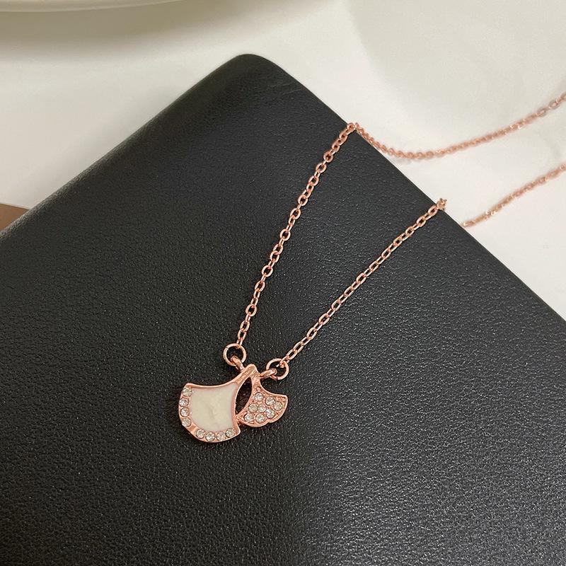 

Korean Minimalist Tassel Silver Earrings & Ginkgo Leaf Necklace Set