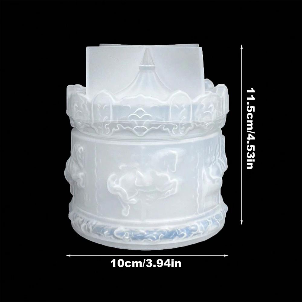

Candle Jar Resin Mold Carousel Silicone Molds With Lids Epoxy Resin Casting Molds For DIY Jewelry Storage Box Organizer белый