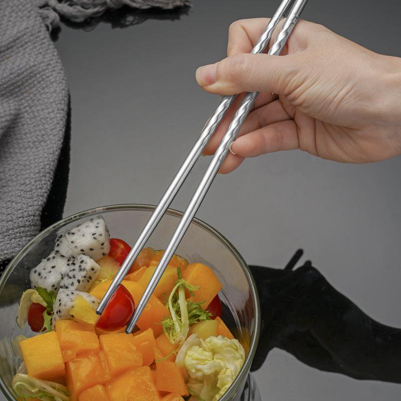 Stainless Steel Chopsticks Set Household Non-slip and Mildew-proof Metal Chopsticks Suction Card Supermarket Gift Chopsticks Family 5 Pairs