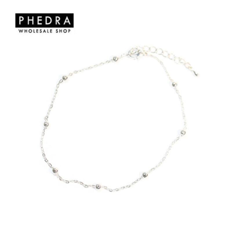 

Women s Simple Layered Silver Ball Daily Anklet A25259_ONECOLOR